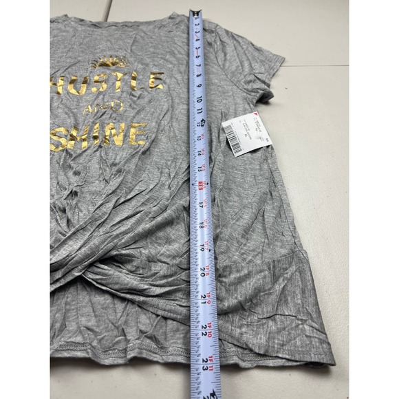 Nel + Lo Women XL Gray Hustle & Shine Crop Active Short Sleeve T Shirt Tee Top - Picture 3 of 5